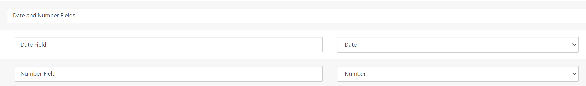 Date and number fields